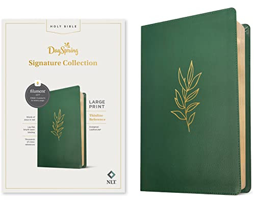 NLT Large Print Thinline Reference Bible, DaySpring Signature Collection, Filament Enabled (LeatherLike, Evergreen, Red Letter) by New Living Translation, 9781496461650