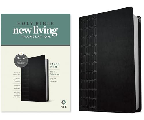 NLT Large Print Thinline Reference Bible, Filament Enabled (LeatherLike, Cross Grip Black, Red Letter) by New Living Translation, Tyndale, 9781496444905