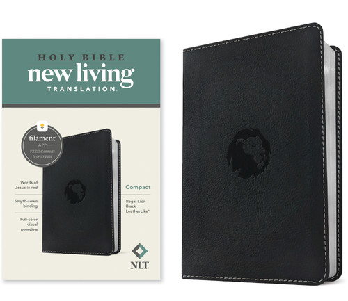 NLT Compact Bible, Filament Enabled (LeatherLike, Regal Lion Black, Red Letter) (Miniature Edition) by New Living Translation, Tyndale, 9781496486714