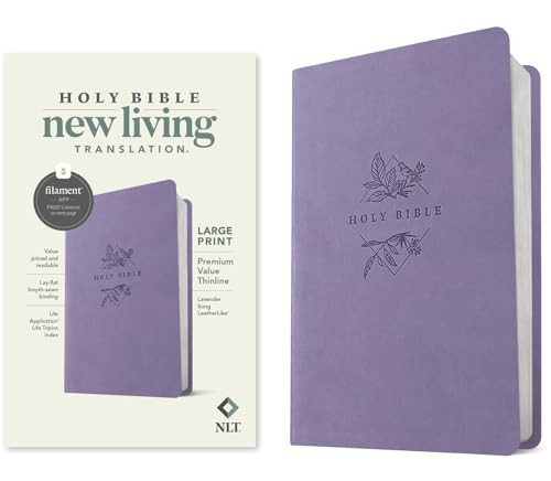 NLT Large Print Premium Value Thinline Bible, Filament Enabled (LeatherLike, Lavender Song) by New Living Translation, Tyndale, 9781496484048