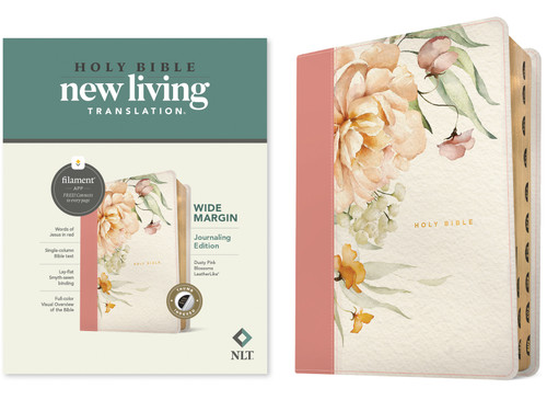 NLT Wide Margin Bible, Filament Enabled (LeatherLike, Dusty Pink Blossoms, Indexed) by New Living Translation, Tyndale, 9781496484024
