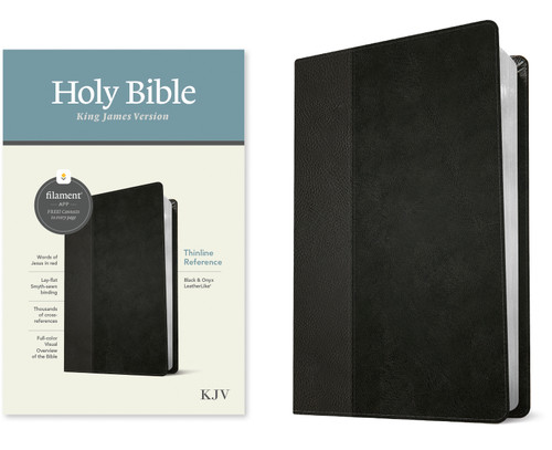 KJV Thinline Reference Bible, Filament Enabled (LeatherLike, Black/Onyx, Red Letter) by Tyndale, 9781496460479