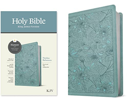 KJV Thinline Reference Bible, Filament Enabled (LeatherLike, Floral Leaf Teal, Red Letter) by Tyndale, 9781496460516