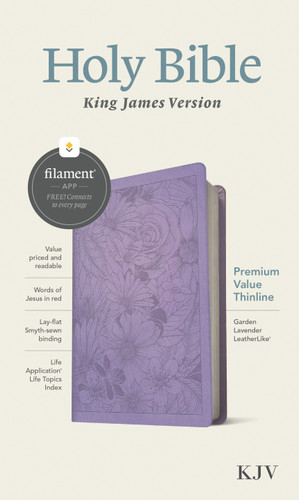 KJV Premium Value Thinline Bible, Filament Enabled (LeatherLike, Garden Lavender, Red Letter) by Tyndale, 9781496460530