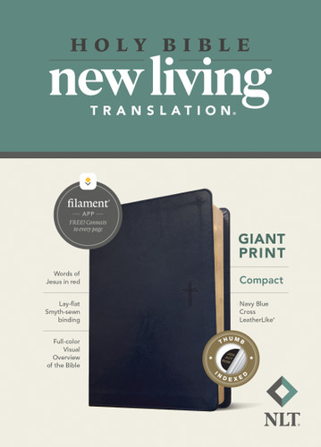 NLT Compact Giant Print Bible, Filament Enabled (LeatherLike, Navy Blue Cross, Indexed, Red Letter) by New Living Translation, Tyndale, 9781496460653