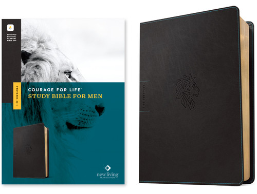 NLT Courage For Life Study Bible for Men, Filament Enabled (LeatherLike, Onyx Lion) by New Living Translation, Tyndale, Courage for Life, Ann White, Robbie Goss, 9781496475565