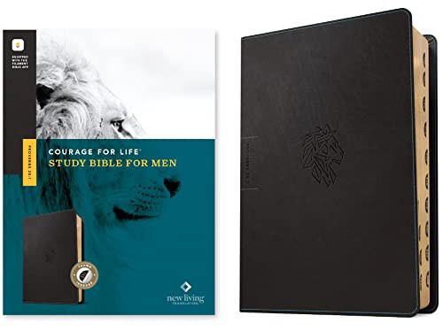NLT Courage For Life Study Bible for Men, Filament Enabled (LeatherLike, Onyx Lion, Indexed) by New Living Translation, Tyndale, Courage for Life, Ann White, Robbie Goss, 9781496475589
