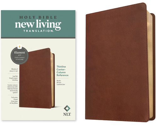 NLT Thinline Center-Column Reference Bible, Filament Enabled (LeatherLike, Rustic Brown, Red Letter) by New Living Translation, Tyndale, 9781496479044
