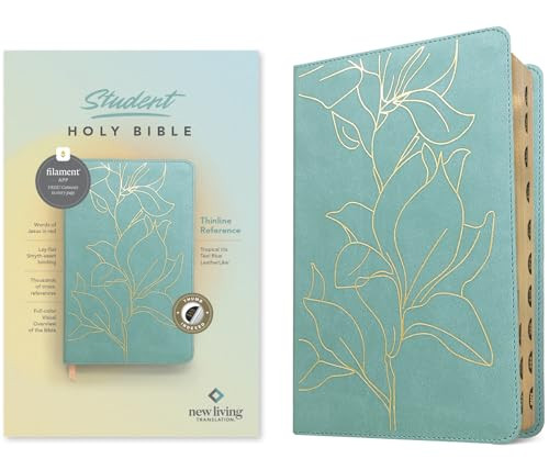 NLT Student Bible, Thinline Reference, Filament Enabled (LeatherLike, Tropical Iris Teal Blue, Indexed, Red Letter) by New Living Translation, Tyndale, 9781496483942
