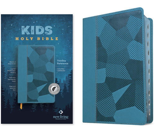 NLT Kids Bible, Thinline Reference Edition (LeatherLike, Camo Blue, Indexed, Red Letter) by New Living Translation, Tyndale, 9781496483997