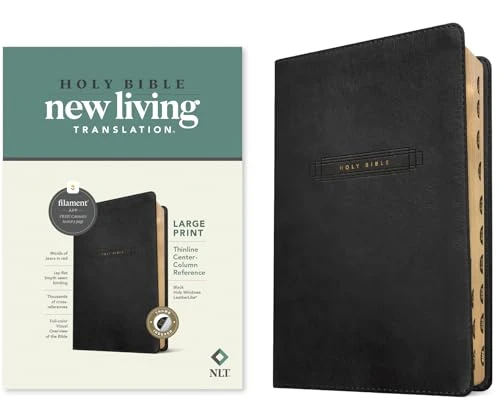 NLT Large Print Thinline Center-Column Reference Bible, Filament Enabled (LeatherLike, Black Holy Windows, Indexed, Red Letter) by New Living Translation, Tyndale, 9781496489951