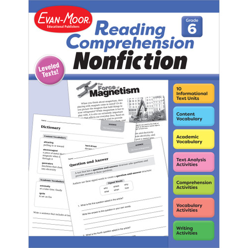Reading Comprehension, Nonfiction, Grade 6 by Evan-Moor Educational Publishers, 9781645143390