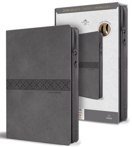 RVR 1960 Tamaño manual Letra gigante piel gris con cremallera e índice / Spanish Bible RVR 1960 Giant Print, Gray Leathersoft with Zipper and Index by Reina Valera Revisada 1960, 9798890985682
