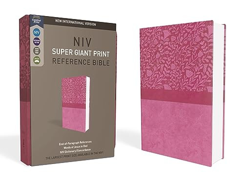 NIV, Super Giant Print Reference Bible (Font Size: 16.5-point), Leathersoft, Pink, Red Letter, Comfort Print by Zondervan, 9780310445944