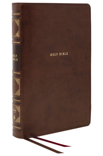 NKJV, Reference Bible, Classic Verse-by-Verse, Center-Column, Leathersoft, Brown, Red Letter, Thumb Indexed, Comfort Print by Thomas Nelson, 9780785229674
