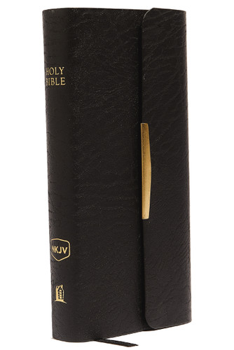 NKJV, Checkbook Bible, Compact, Bonded Leather, Black, Wallet Style, Red Letter (Holy Bible, New King James Version) by Thomas Nelson, 9780840785404