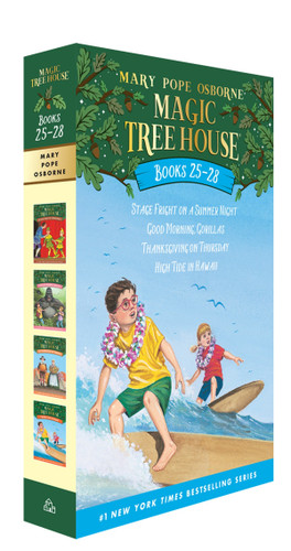 Magic Tree House Books 25-28 Boxed Set (Stage Fright on a Summer Night; Good Morning, Gorillas; Thanksgiving on Thursday; High Tide in Hawaii) by Mary Pope Osborne, 9780399549564