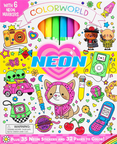 ColorWorld: Neon (With 6 Neon Markers, Plus 35 Neon Stickers and 32 Pages to Color!) by Editors of Silver Dolphin Books, Madison LaRose, 9781667211800