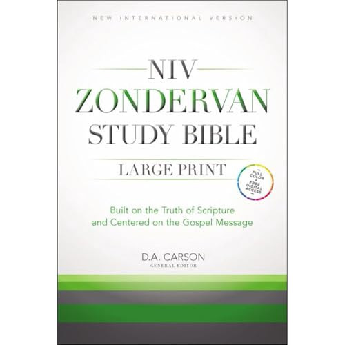 NIV Zondervan Study Bible, Large Print, Hardcover (Built on the Truth of Scripture and Centered on the Gospel Message) by D. A. Carson, Richard Hess, Douglas  J. Moo, Andrew David Naselli, 9780310438281