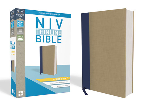 NIV, Thinline Bible, Giant Print, Cloth over Board, Blue/Tan, Red Letter Edition, Comfort Print by  Zondervan, 9780310448570 NIV, Thinline Bible, Giant Print, Cloth over Board, Blue/Tan, Red Letter Edition, Comfort Print by  Zondervan, 9780310448570