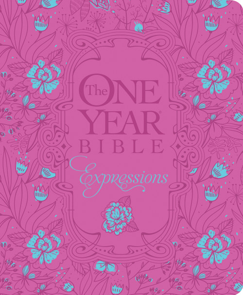 The One Year Bible Expressions NLT, Deluxe (Hardcover, Pink Flowers) by New Living Translation, Tyndale, 9781496420152