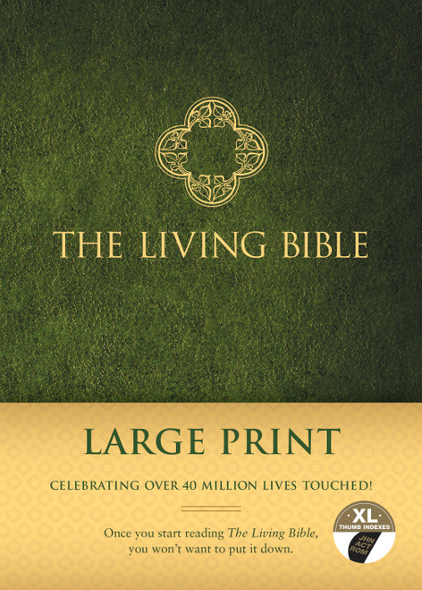 The Living Bible Large Print Edition (Hardcover, Green, Indexed) by Tyndale, 9781496407757