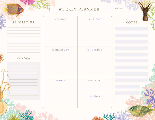 Art of Nature: Under the Sea Weekly Planner Notepad ((Undated Weekly Planner, Cute Stationery Gift, Gift for Girls)) by Insights, 9781647223939