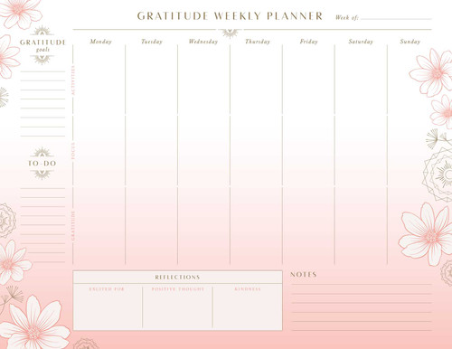 Gratitude Weekly Planner Notepad ((Mindfulness Gifts, Gratitude Journal for Women, Back to School Supplies)) by Insights, 9781647223960