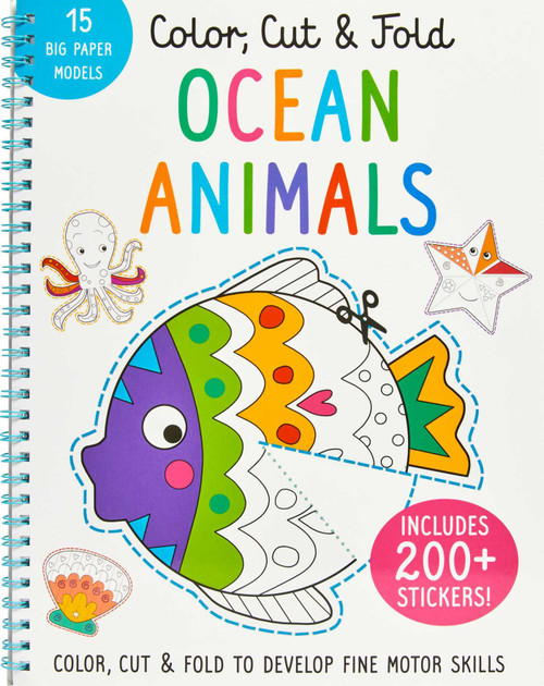 Color, Cut, and Fold: Ocean Animals ((Art books for kids 4 - 8, Boys and Girls Coloring, Creativity and Fine Motor Skills, Kids Origami, Sharks)) by Insight Kids, 9781647223014