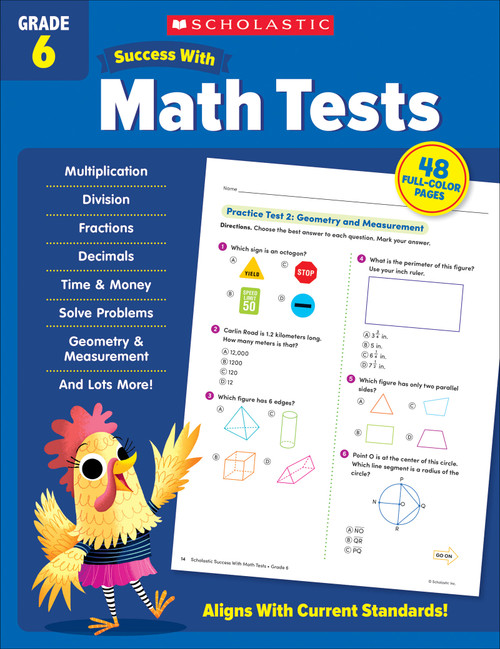 Scholastic Success with Math Tests Grade 6 Workbook by Scholastic Teaching Resources, 9781338798470