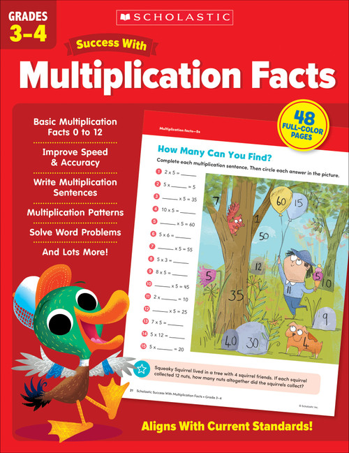 Scholastic Success with Multiplication Facts Grades 3-4 Workbook by Scholastic Teaching Resources, 9781338798555