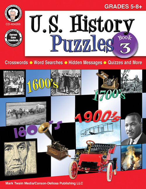 U.S. History Puzzles, Book 3, Grades 5 - 8 by Mark Twain Media, 9781622236459