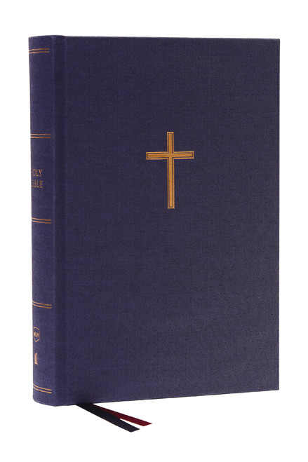 NKJV, Single-Column Wide-Margin Reference Bible, Cloth over Board, Blue, Red Letter, Comfort Print (Holy Bible, New King James Version) by Thomas Nelson, 9780785294542