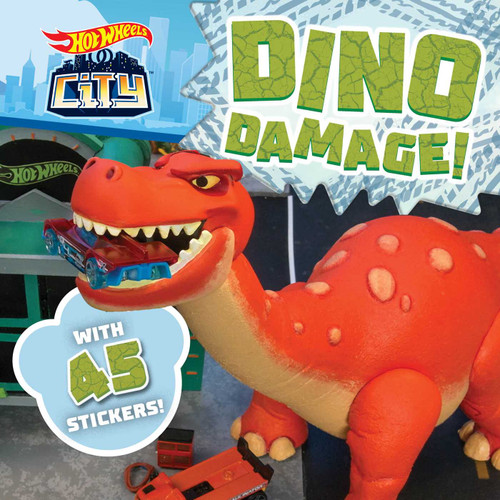 Hot Wheels City: Dino Damage! (Car Racing Storybook with 45 Stickers for Kids Ages 3 to 5 Years) by Ross R. Shuman, Rory Keane, Mattel, 9781499813807