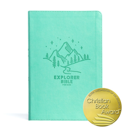 CSB Explorer Bible for Kids, Light Teal Mountains LeatherTouch, Indexed (Placing God's Word in the Middle of God's World) by CSB Bibles by Holman, 9781430082644