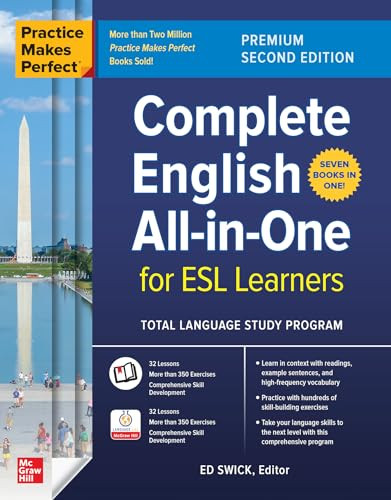 Practice Makes Perfect: Complete English All-in-One for ESL Learners, Premium Second Edition by Ed Swick, 9781265767235