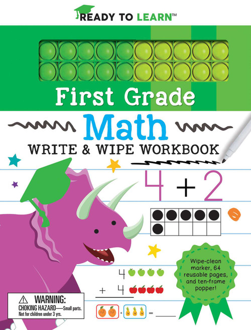 Ready to Learn: First Grade Math Write & Wipe Workbook with Popper by Editors of Silver Dolphin Books, 9781667206707