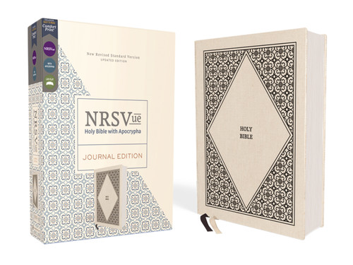 NRSVue, Holy Bible with Apocrypha, Journal Edition, Cloth over Board, Cream, Comfort Print by Zondervan, 9780310463696