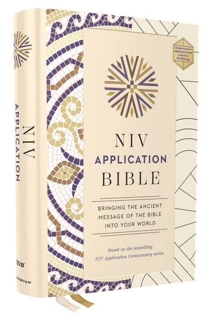 NIV Application Bible, Hardcover, Multi-Cream, Red Letter, Comfort Print (Bringing the Ancient Message of the Bible into Your World) by Zondervan, 9780310465096