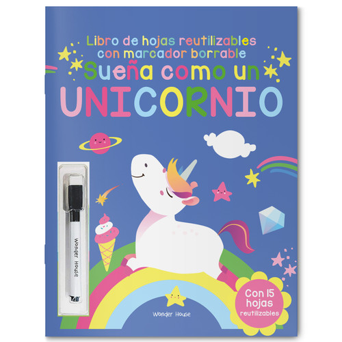 Reusable wipe and clean Dream like a Unicorn activity book - Spanish by , 9789362141910