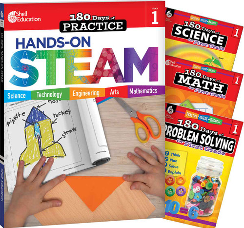 180 Days®: STEAM, Science, Math, & Problem Solving Grade 1: 4-Book Set (Practice, Assess, Diagnose) by Kristi Sturgeon, Lauren Homayoun, Jodene Lynn Smith, Kristy Stark, Jodene Smith, Jodene Smith, Jodene Smith, 9798765997918
