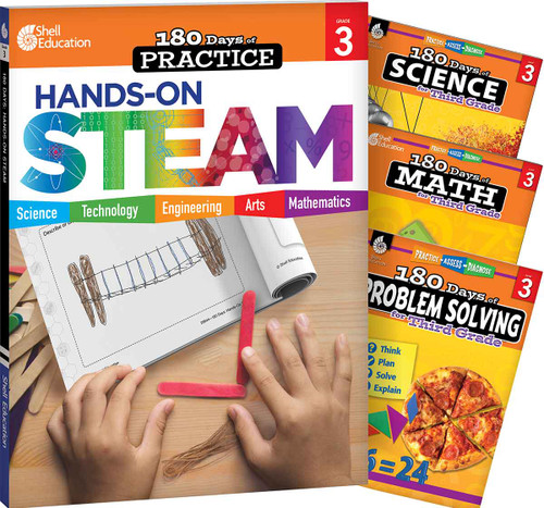 180 Days®: STEAM, Science, Math, & Problem Solving Grade 3: 4-Book Set (Practice, Assess, Diagnose) by Kristin Kemp, Melissa Iwinski, Jodene Lynn Smith, Jodene Smith, Jodene Smith, Jodene Smith, 9798765997932