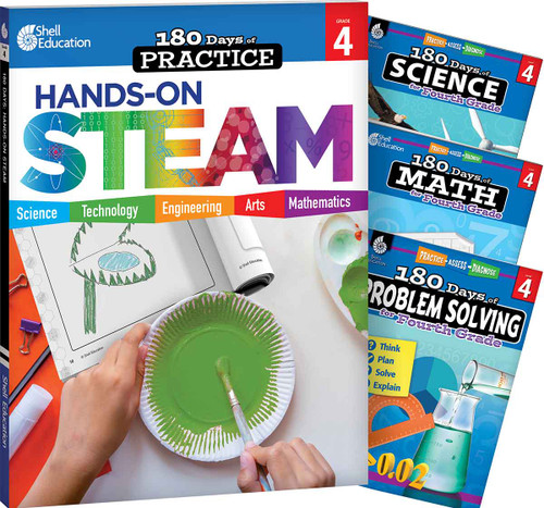 180 Days™: STEAM, Science, Math, & Problem Solving Grade 4: 4-Book Set (Practice, Assess, Diagnose) by Cheryl Lane, Lauren Homayoun, Jodene Lynn Smith, Charles Aracich, Jodene Smith, Jodene Smith, Chuck Aracich, Jodene Smith, 9798765997949