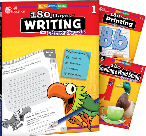 180 Days™: Writing, Spelling, & Printing Grade 1: 3-Book Set (Practice, Assess, Diagnose) by Multiple Authors, Shireen Pesez Rhoades, Jodene Lynn Smith, Shell Education, Shell Education, Shell Education, Shell Education, Jodene Smith, Jodene Smith, Jodene Smith, Shell Education, 9798765967812