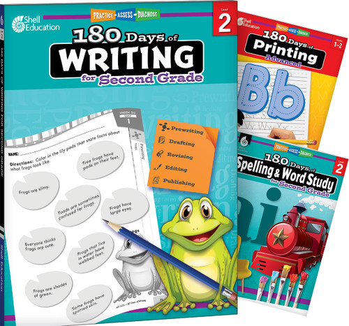 180 Days®: Writing, Spelling, & Printing Grade 2: 3-Book Set (Practice, Assess, Diagnose) by Multiple Authors, Shireen Pesez Rhoades, Brenda A. Van Dixhorn, Shell Education, Brenda Van Dixhorn, Shell Education, Shell Education, Shell Education, Brenda Van Dixhorn, Brenda Van Dixhorn, Shell Education, Brenda Van Dixhorn, Brenda Van Dixhorn, 9798765967829
