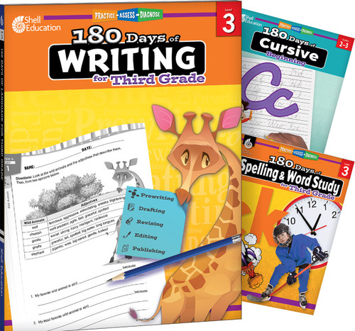 180 Days™: Writing, Spelling, & Cursive Grade 3: 3-Book Set (Practice, Assess, Diagnose) by Multiple Authors, Shireen Pesez Rhoades, Kristi Sturgeon, Shell Education, Shell Education, Shell Education, Shell Education, 9798765967836