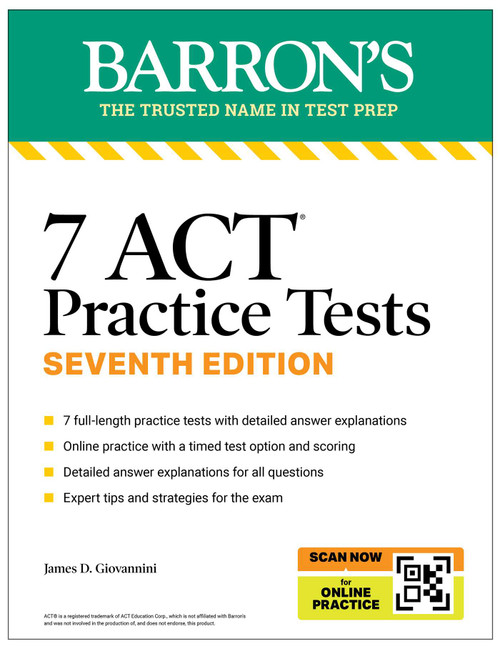 7 ACT Practice Tests, Seventh Edition + Online Practice by Barron's Educational Series, James D. Giovannini, 9798349700101