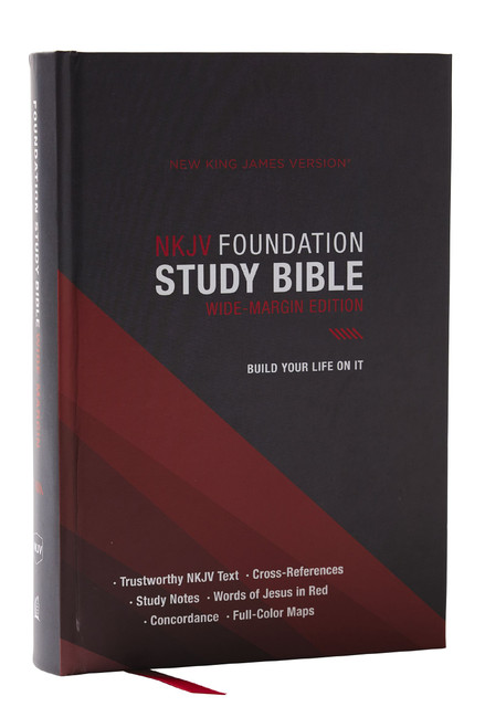 NKJV Foundation Study Bible, Wide-Margin, Black Hardcover, Red Letter by Thomas Nelson, 9781400351015