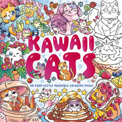 Kawaii Cats (50 Purr-fectly Adorable Coloring Pages) by Editors of Cider Mill Press, Ela Jarzabek, 9781400355099