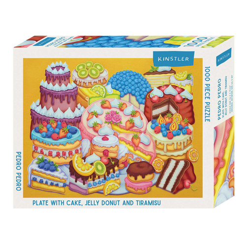 Plate with Cake, Jelly Donut and Tiramisu (1000 piece puzzle) by Pedro Pedro, 9781959407232